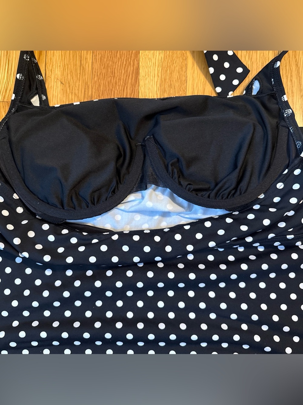 Lands End Black and White Polka Dot Halter Swim Dress with underwire. Sz 10 - Picture 4 of 5